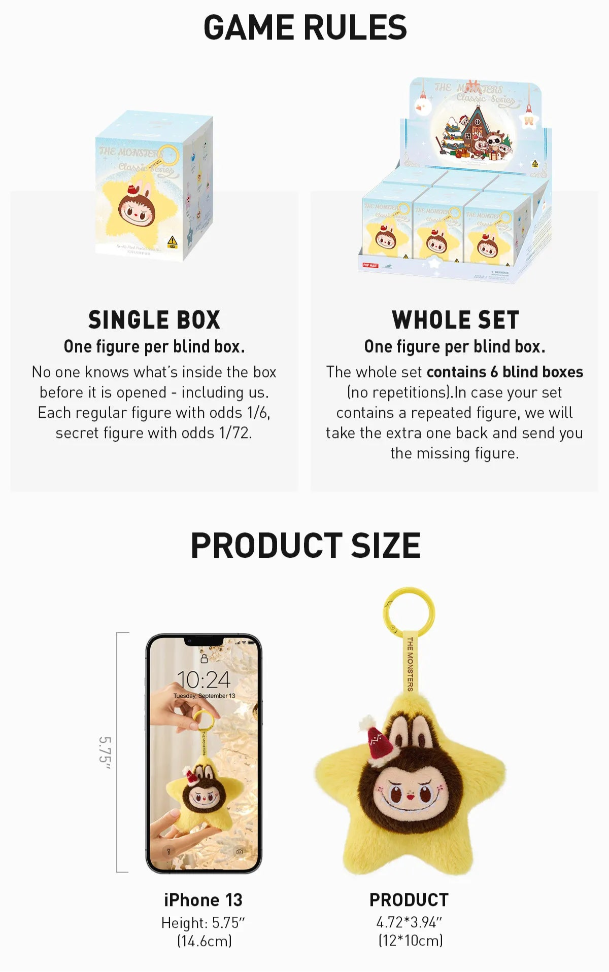 THE MONSTERS Classic Series-Sparkly Plush Pendant Blind Box